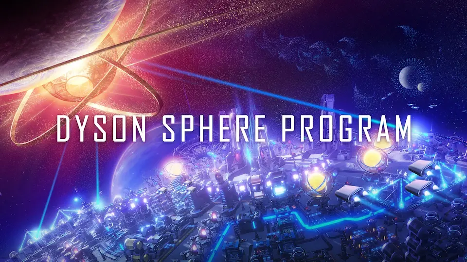 Dyson Sphere Program factory and conveyor belts on alien planet surface